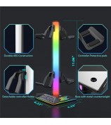 PIIFOXER EB03 RGB Controller Display Stand with Memory Function, Gaming Headset Holder with 2 USB2.0, Type-C Ports