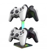 PIIFOXER EB03 RGB Controller Display Stand with Memory Function, Gaming Headset Holder with 2 USB2.0, Type-C Ports