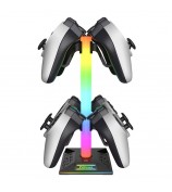 PIIFOXER EB03 RGB Controller Display Stand with Memory Function, Gaming Headset Holder with 2 USB2.0, Type-C Ports