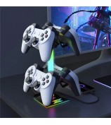 PIIFOXER EB03 RGB Controller Display Stand with Memory Function, Gaming Headset Holder with 2 USB2.0, Type-C Ports