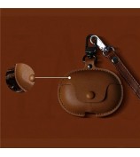 For Huawei FreeClip Wireless Charging Case Leather Cover Anti-drop Protector with Short Strap - Brown