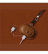 For Huawei FreeClip Wireless Charging Case Leather Cover Anti-drop Protector with Short Strap - Brown