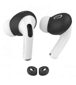 AHASTYLE PT76-PRO2 1 Pairs Ultra-Thin Ear Cover for AirPods Pro 2 Silicone Slim Ear Hooks, L - Black
