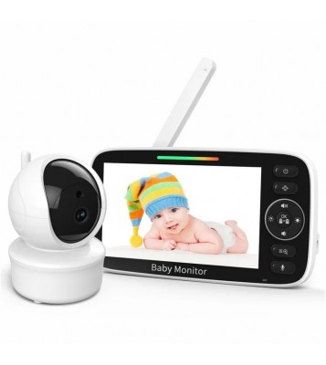 SM530A 5-inch 300m Wireless Baby Monitor Two-Way Audio Night Vision 4x Digital Zoom Nanny Camera - EU Plug