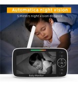 SM530A 5-inch 300m Wireless Baby Monitor Two-Way Audio Night Vision 4x Digital Zoom Nanny Camera - EU Plug