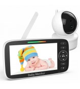 SM530A 5-inch 300m Wireless Baby Monitor Two-Way Audio Night Vision 4x Digital Zoom Nanny Camera - EU Plug