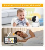 SM530A 5-inch 300m Wireless Baby Monitor Two-Way Audio Night Vision 4x Digital Zoom Nanny Camera - EU Plug