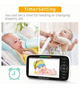 SM530A 5-inch 300m Wireless Baby Monitor Two-Way Audio Night Vision 4x Digital Zoom Nanny Camera - EU Plug