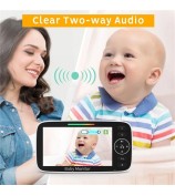 SM530A 5-inch 300m Wireless Baby Monitor Two-Way Audio Night Vision 4x Digital Zoom Nanny Camera - EU Plug