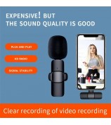K1 Noise Reduction 2.4G Wireless Lavalier Microphone with Type-C Receiver + iP Audio Converter