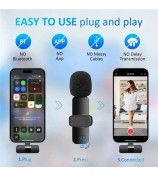 K1 Noise Reduction 2.4G Wireless Lavalier Microphone with Type-C Receiver + iP Audio Converter
