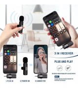 K15 3 in 1 Wireless Lavalier Microphone with Noise Reduction USB-C Microphone for Smartphone Computer Camera
