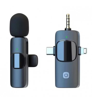 K15 2 in 1 Wireless Lavalier Microphone with Noise Reduction USB-C Microphone for Smartphone Computer Camera