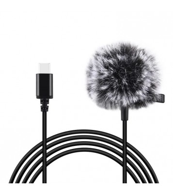 PULUZ PU425 1.5m Lavalier Microphone USB-C Lapel Clip-On Omni Condenser Mic for Video Recording