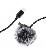PULUZ PU425 1.5m Lavalier Microphone USB-C Lapel Clip-On Omni Condenser Mic for Video Recording