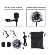 PULUZ PU425 1.5m Lavalier Microphone USB-C Lapel Clip-On Omni Condenser Mic for Video Recording