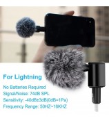 PULUZ PU615B 8Pin Wireless Lavalier Microphone Clip-On Omni Lapel Mic for iPhone Interview  /  Live Stream