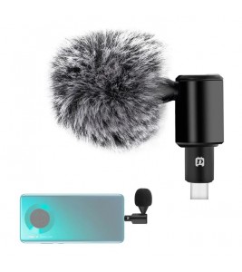 PULUZ PU616B Type-C Wireless Lavalier Microphone Clip-On Omni Lapel Mic for Android Phone Interview  /  Live Stream