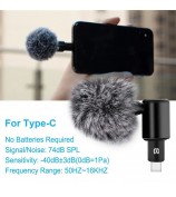 PULUZ PU616B Type-C Wireless Lavalier Microphone Clip-On Omni Lapel Mic for Android Phone Interview  /  Live Stream