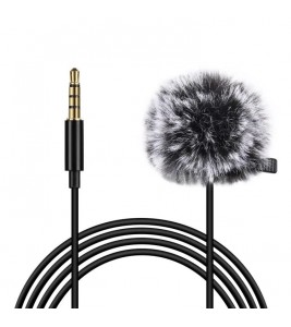PULUZ PU424 1.5m 3.5mm Lavalier Microphone Clip-On Omnidirectional Condenser Mic for Phone K Song, Recording