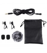 PULUZ PU424 1.5m 3.5mm Lavalier Microphone Clip-On Omnidirectional Condenser Mic for Phone K Song, Recording