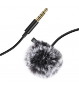 PULUZ PU424 1.5m 3.5mm Lavalier Microphone Clip-On Omnidirectional Condenser Mic for Phone K Song, Recording