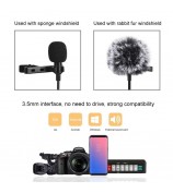PULUZ PU424 1.5m 3.5mm Lavalier Microphone Clip-On Omnidirectional Condenser Mic for Phone K Song, Recording