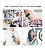 PULUZ PU424 1.5m 3.5mm Lavalier Microphone Clip-On Omnidirectional Condenser Mic for Phone K Song, Recording