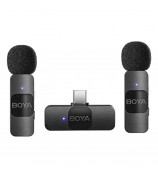 BOYA BY-V20 2.4Ghz Wireless Lavalier Microphones USB-C Mini Video Recording Mic with 2 Transmitters + 1 Receiver