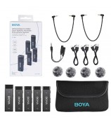 BOYA BY-W4 4-Channel Wireless Lavalier Microphone 2.4G Mini Recording Mic with 1 Receiver for DSLR Camera Laptop Smartphones Interview