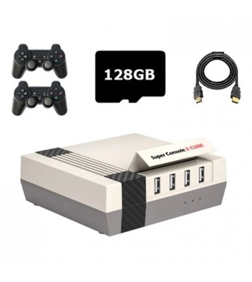 KINHANK Super Console X Cube Classic Game Console 128GB 2 Wireless Controllers HD Mini Video Games (EU Plug)