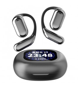 YYK-Q16 Pro Full Color Touch Screen Bluetooth 5.4 Earphones Open Ear Wireless Headphones - Grey