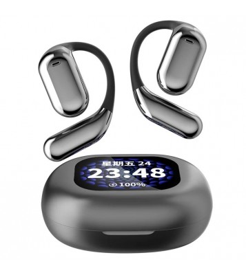 YYK-Q16 Pro Full Color Touch Screen Bluetooth 5.4 Earphones Open Ear Wireless Headphones - Grey