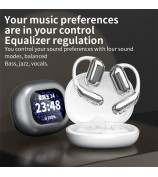 YYK-Q16 Pro Full Color Touch Screen Bluetooth 5.4 Earphones Open Ear Wireless Headphones - Grey