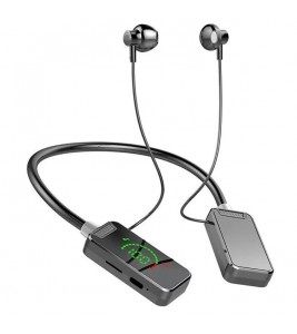 S8 Sport Running Neckband Bluetooth Headset Digital Display Music Calling Earphone Support TF Card - Black