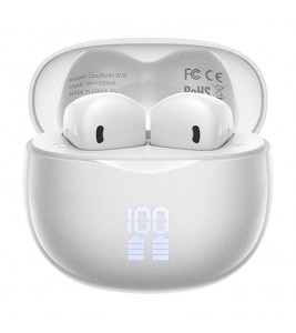 REMAX Cozybuds W39 TWS Earphones Digital Display Wireless Bluetooth 5.4 Stereo Earbuds with Charging Case - White