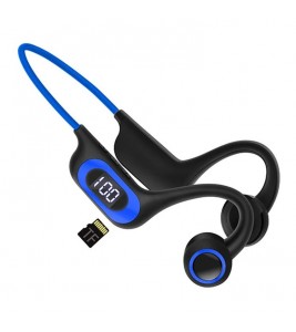 AKZ-G3 Bendable Bone Conduction Earphones Wireless Bluetooth Headphones with Power Display - Blue