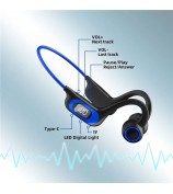 AKZ-G3 Bendable Bone Conduction Earphones Wireless Bluetooth Headphones with Power Display - Blue