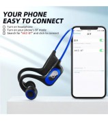 AKZ-G3 Bendable Bone Conduction Earphones Wireless Bluetooth Headphones with Power Display - Blue