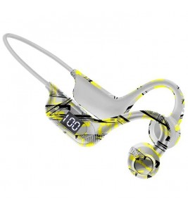 AKZ-G9 Bone Conduction Graffiti Bluetooth Neckband Headphone Digital Display Headset - Yellow