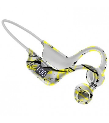 AKZ-G9 Bone Conduction Graffiti Bluetooth Neckband Headphone Digital Display Headset - Yellow