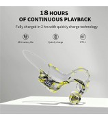 AKZ-G9 Bone Conduction Graffiti Bluetooth Neckband Headphone Digital Display Headset - Yellow