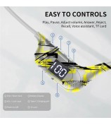 AKZ-G9 Bone Conduction Graffiti Bluetooth Neckband Headphone Digital Display Headset - Yellow
