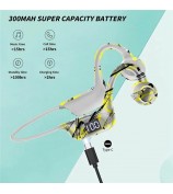 AKZ-G9 Bone Conduction Graffiti Bluetooth Neckband Headphone Digital Display Headset - Yellow