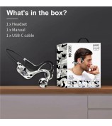 AKZ-G6 Bluetooth 5.3 Hi Fi Sound Earphones Open Ear Bone Conduction Headphones with LED Display - Army Green