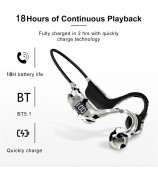 AKZ-G6 Bluetooth 5.3 Hi Fi Sound Earphones Open Ear Bone Conduction Headphones with LED Display - Army Green