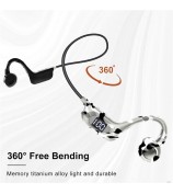 AKZ-G6 Bluetooth 5.3 Hi Fi Sound Earphones Open Ear Bone Conduction Headphones with LED Display - Army Green