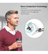 AKZ-G6 Bluetooth 5.3 Hi Fi Sound Earphones Open Ear Bone Conduction Headphones with LED Display - Army Green