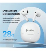 CELEBRAT W62 TWS Bluetooth Earphones Semi-In-Ear Wireless Sports Music Headset - White