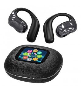 YJ33 Bluetooth Earphones Noise Reduction Wireless Earhooks with Touch Control Charging Case - Black